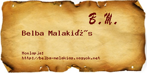 Belba Malakiás névjegykártya